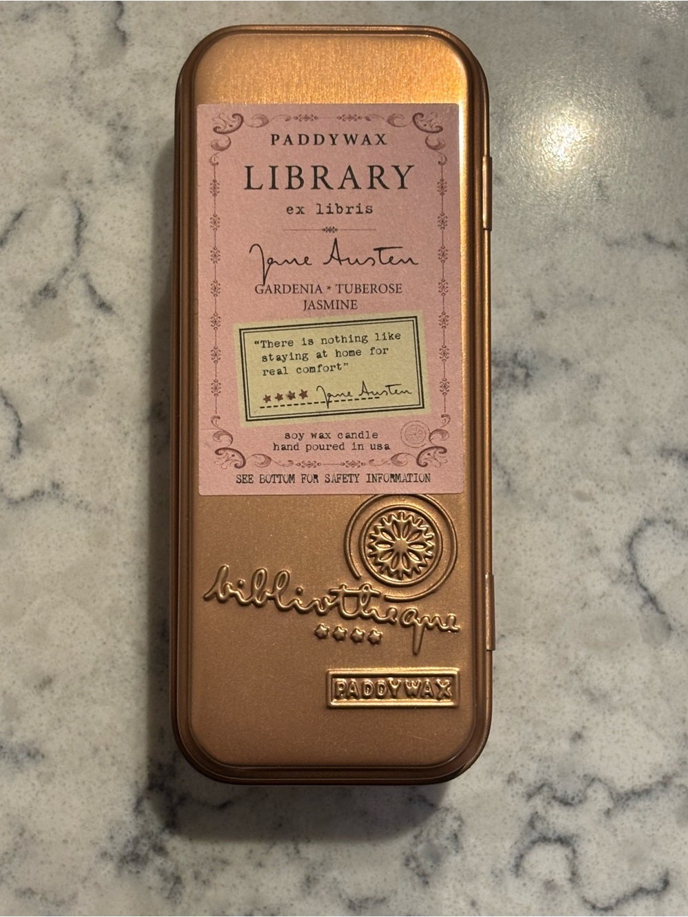 Paddywax Library Jane Austen 2 oz Soy Candle Travel Tin